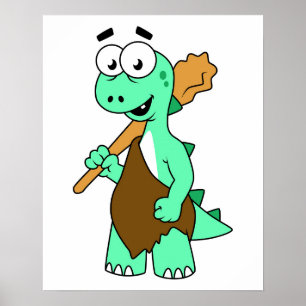 Een Cartoon Tyrannosaurus Rex Caveman. Poster