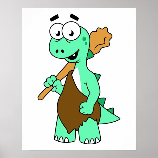 Een Cartoon Tyrannosaurus Rex Caveman. Poster (Voorkant)