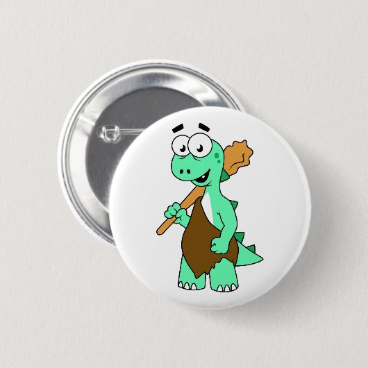 Een Cartoon Tyrannosaurus Rex Caveman. Ronde Button 5,7 Cm (Voorkant /achterkant)