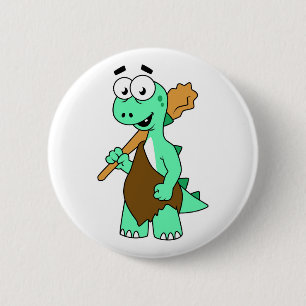Een Cartoon Tyrannosaurus Rex Caveman. Ronde Button 5,7 Cm