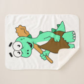Een Cartoon Tyrannosaurus Rex Caveman. Sherpa Deken (Voorkant (horizontaal))