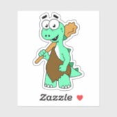 Een Cartoon Tyrannosaurus Rex Caveman. Sticker (Vel)