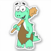 Een Cartoon Tyrannosaurus Rex Caveman. Sticker (Voorkant)