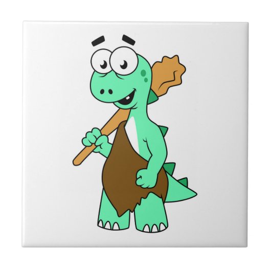 Een Cartoon Tyrannosaurus Rex Caveman. Tegeltje (Voorkant)