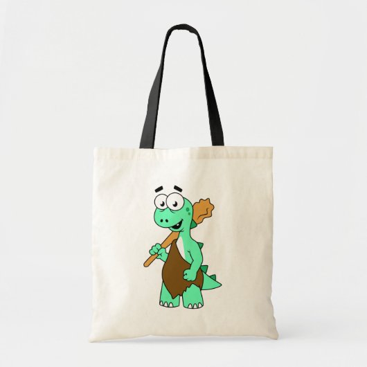 Een Cartoon Tyrannosaurus Rex Caveman. Tote Bag (Voorkant)