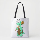 Een Cartoon Tyrannosaurus Rex Caveman. Tote Bag (Voorkant)