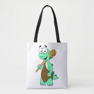 Een Cartoon Tyrannosaurus Rex Caveman. Tote Bag