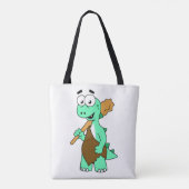 Een Cartoon Tyrannosaurus Rex Caveman. Tote Bag (Achterkant)