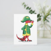 Een Cartoon Tyrannosaurus Rex verkleed als Napoleo Briefkaart (Staand voorkant)