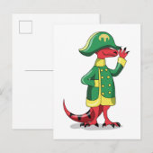 Een Cartoon Tyrannosaurus Rex verkleed als Napoleo Briefkaart (Voorkant / Achterkant)