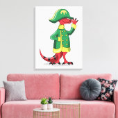 Een Cartoon Tyrannosaurus Rex verkleed als Napoleo Canvas Afdruk (Insitu (Woonkamer))