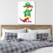 Een Cartoon Tyrannosaurus Rex verkleed als Napoleo Canvas Afdruk (Insitu (Slaapkamer))