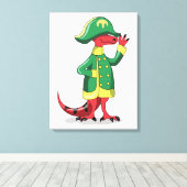 Een Cartoon Tyrannosaurus Rex verkleed als Napoleo Canvas Afdruk (Insitu (Houten vloer))