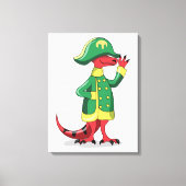 Een Cartoon Tyrannosaurus Rex verkleed als Napoleo Canvas Afdruk (Voorkant)