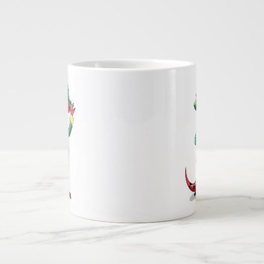 Een Cartoon Tyrannosaurus Rex verkleed als Napoleo Grote Koffiekop (Voorkant)