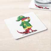 Een Cartoon Tyrannosaurus Rex verkleed als Napoleo Kartonnen Onderzetters (Schuin)