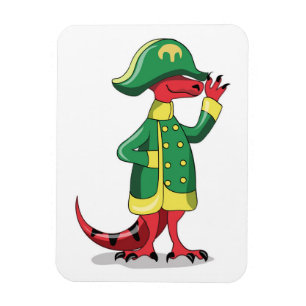 Een Cartoon Tyrannosaurus Rex verkleed als Napoleo Magneet
