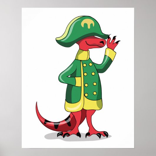 Een Cartoon Tyrannosaurus Rex verkleed als Napoleo Poster (Voorkant)