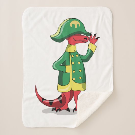 Een Cartoon Tyrannosaurus Rex verkleed als Napoleo Sherpa Deken (Voorkant)