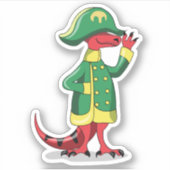 Een Cartoon Tyrannosaurus Rex verkleed als Napoleo Sticker (Voorkant)
