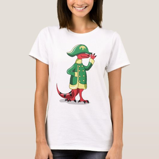 Een Cartoon Tyrannosaurus Rex verkleed als Napoleo T-shirt (Voorkant)