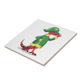 Een Cartoon Tyrannosaurus Rex verkleed als Napoleo Tegeltje (Zijkant)