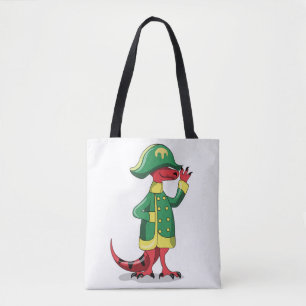 Een Cartoon Tyrannosaurus Rex verkleed als Napoleo Tote Bag