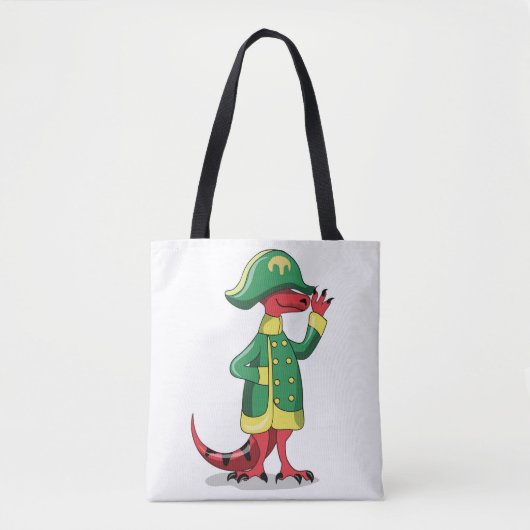 Een Cartoon Tyrannosaurus Rex verkleed als Napoleo Tote Bag (Voorkant)