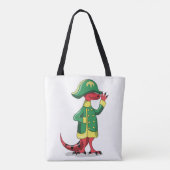 Een Cartoon Tyrannosaurus Rex verkleed als Napoleo Tote Bag (Achterkant)