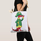 Een Cartoon Tyrannosaurus Rex verkleed als Napoleo Tote Bag (Dichtbij)
