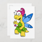 Een Cartoon van een Fairysaur dinosaurus. Briefkaart (Voorkant / Achterkant)