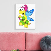Een Cartoon van een Fairysaur dinosaurus. Canvas Afdruk (Insitu (Woonkamer))