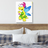 Een Cartoon van een Fairysaur dinosaurus. Canvas Afdruk (Insitu (Slaapkamer))