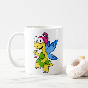 Een Cartoon van een Fairysaur dinosaurus. Koffiemok