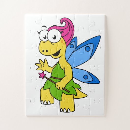 Een Cartoon van een Fairysaur dinosaurus. Legpuzzel (Verticaal)