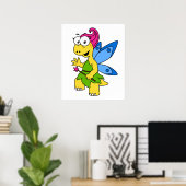 Een Cartoon van een Fairysaur dinosaurus. Poster (Thuiskantoor)