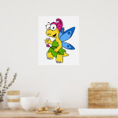 Een Cartoon van een Fairysaur dinosaurus. Poster (Keuken)