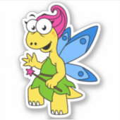 Een Cartoon van een Fairysaur dinosaurus. Sticker (Voorkant)