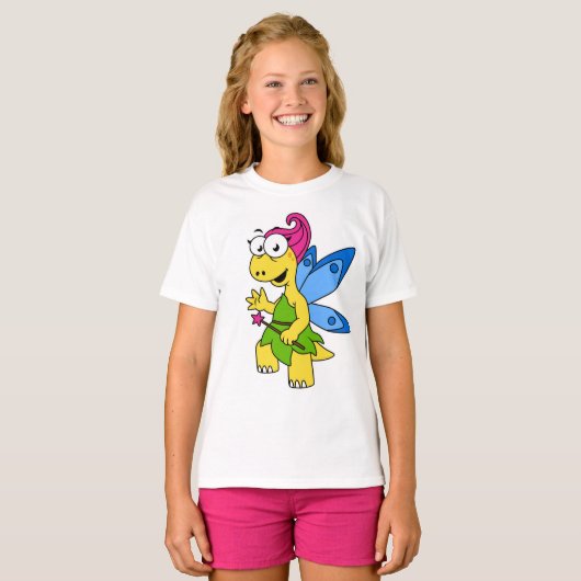 Een Cartoon van een Fairysaur dinosaurus. T-shirt (Voorkant volledig)