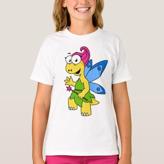 Een Cartoon van een Fairysaur dinosaurus. T-shirt (Voorkant)