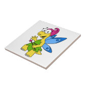 Een Cartoon van een Fairysaur dinosaurus. Tegeltje (Zijkant)