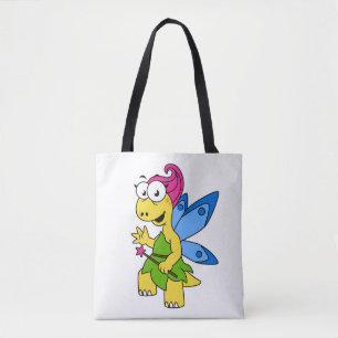 Een Cartoon van een Fairysaur dinosaurus. Tote Bag