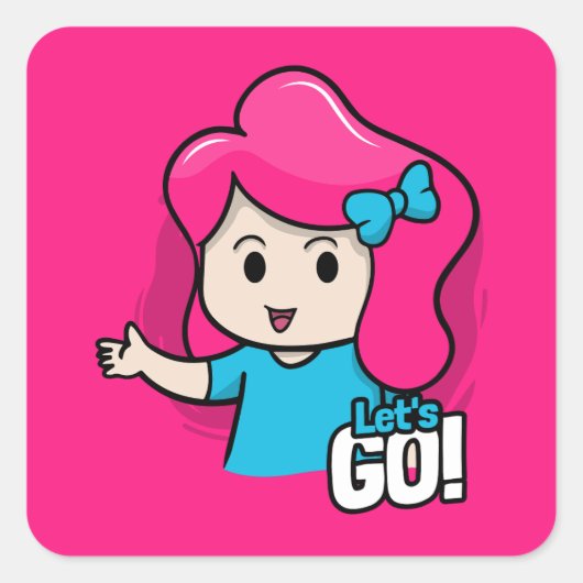 Een cartoonesk vierkante sticker (Voorkant)