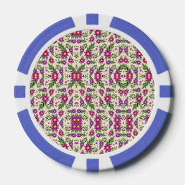 Een casinofiche heeft ingewikkelde bloempatronen poker chips