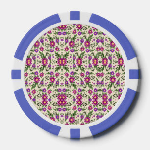 Een casinofiche heeft ingewikkelde bloempatronen poker chips