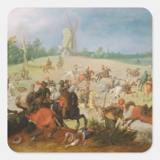 Een cavalerie gevecht vierkante sticker (Voorkant)