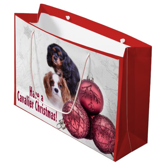 Een Cavalier kerstfeest! CKCS Cadeautas (Voorkant Gekanteld)