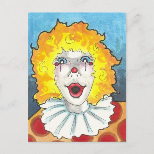 Een Cclown circus fantasy art briefkaart print (Voorkant)