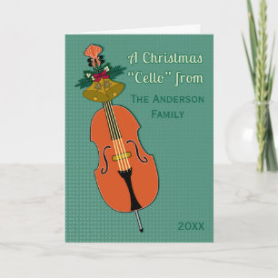 Een cello van Kerstmis voegt Traditionele Naam en Feestdagen Kaart