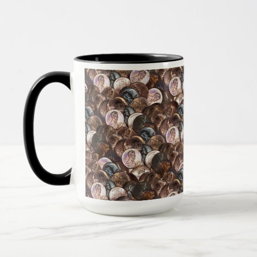 Eén cent Penny Spread Background Mok (Links)